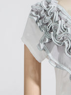 Elegant Ruffled Round Neck Short Sleeve Top