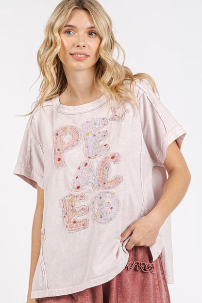 Mittoshop PEACE Graphic Round Neck T-Shirt