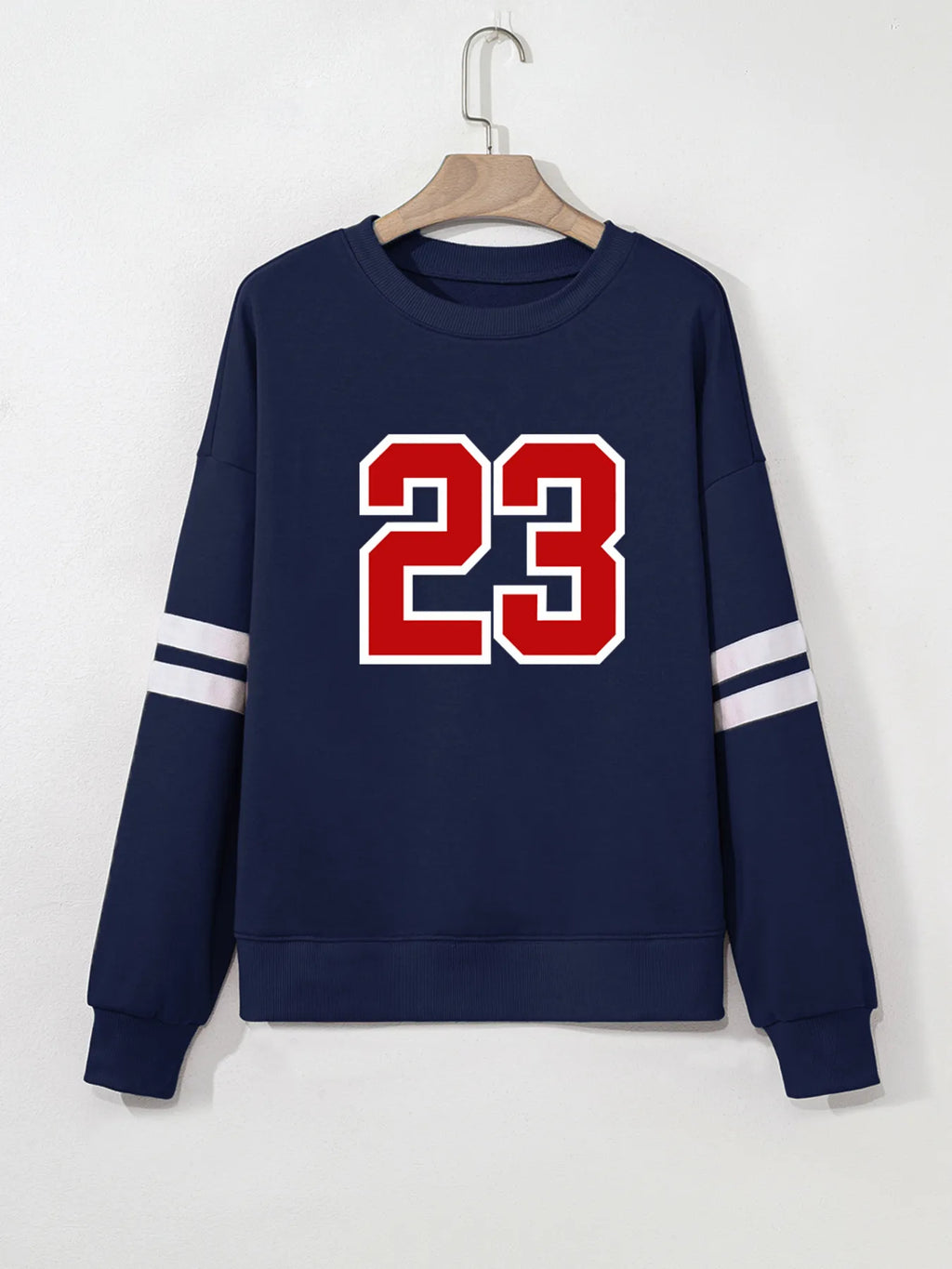 Number 23 Graphic Sweatshirt with Sporty Side Stripes