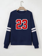 Number 23 Graphic Sweatshirt with Sporty Side Stripes