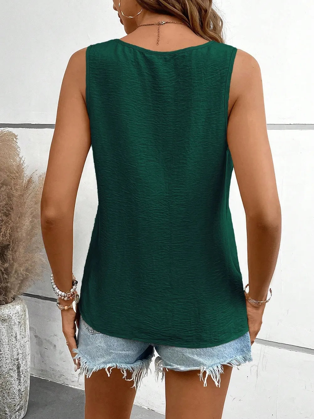 V-Neck Ruched Tank – Chic Sleeveless Top for Effortless Style
