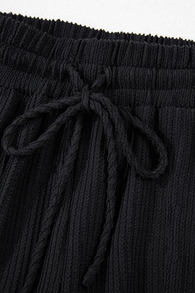 MERRY Round Neck Long Sleeve Top & Shorts Two-Piece Set