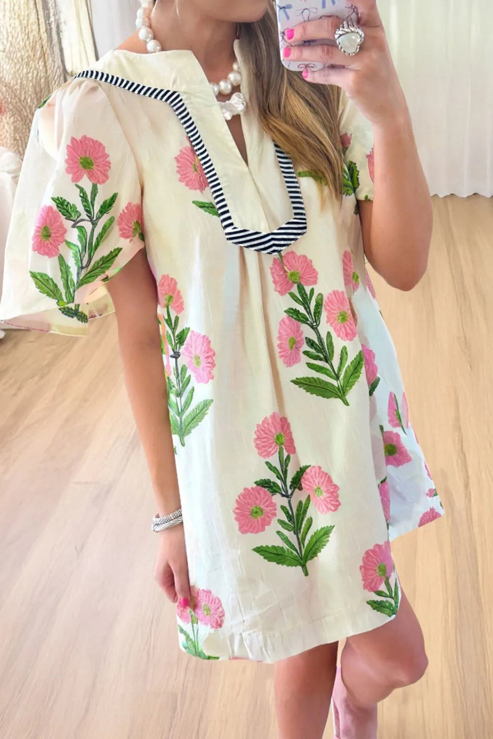BlossomBreeze Floral Flutter Sleeve Summer Mini Dress