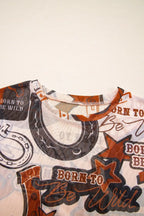 Western Horseshoe Sheer Mesh Tee - Trendy & Bold