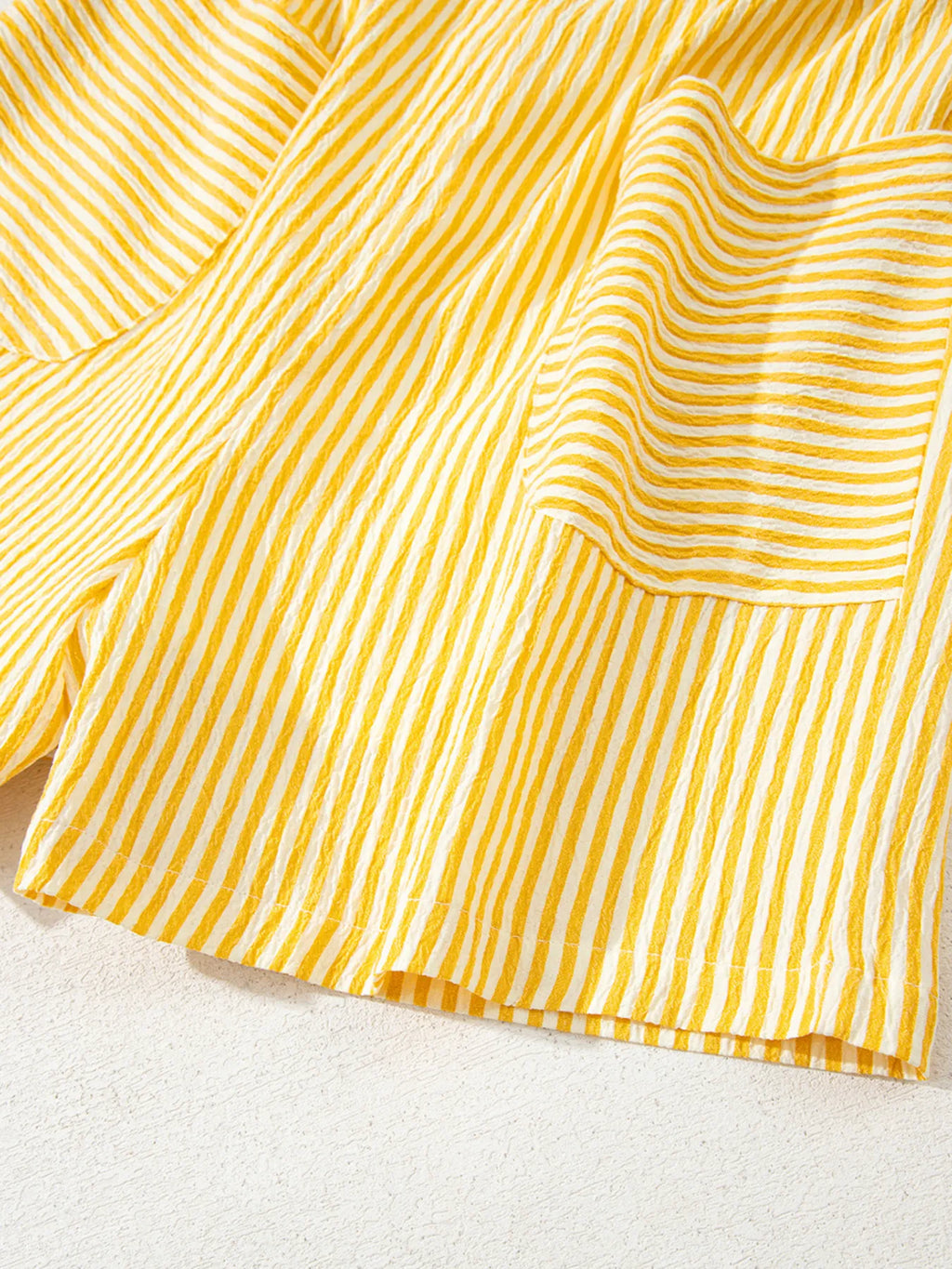 Striped Shoulder-Tie Smocked Back Casual Romper