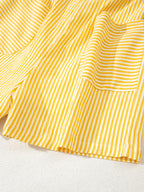 Striped Shoulder-Tie Smocked Back Casual Romper