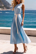 Round Neck Sleeveless Midi Dress