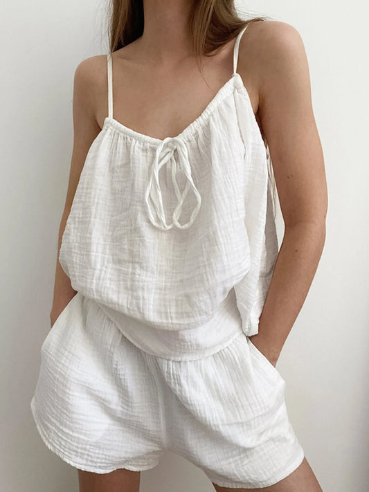 Two-Piece Tie-Front Cami & Shorts Lounge Set