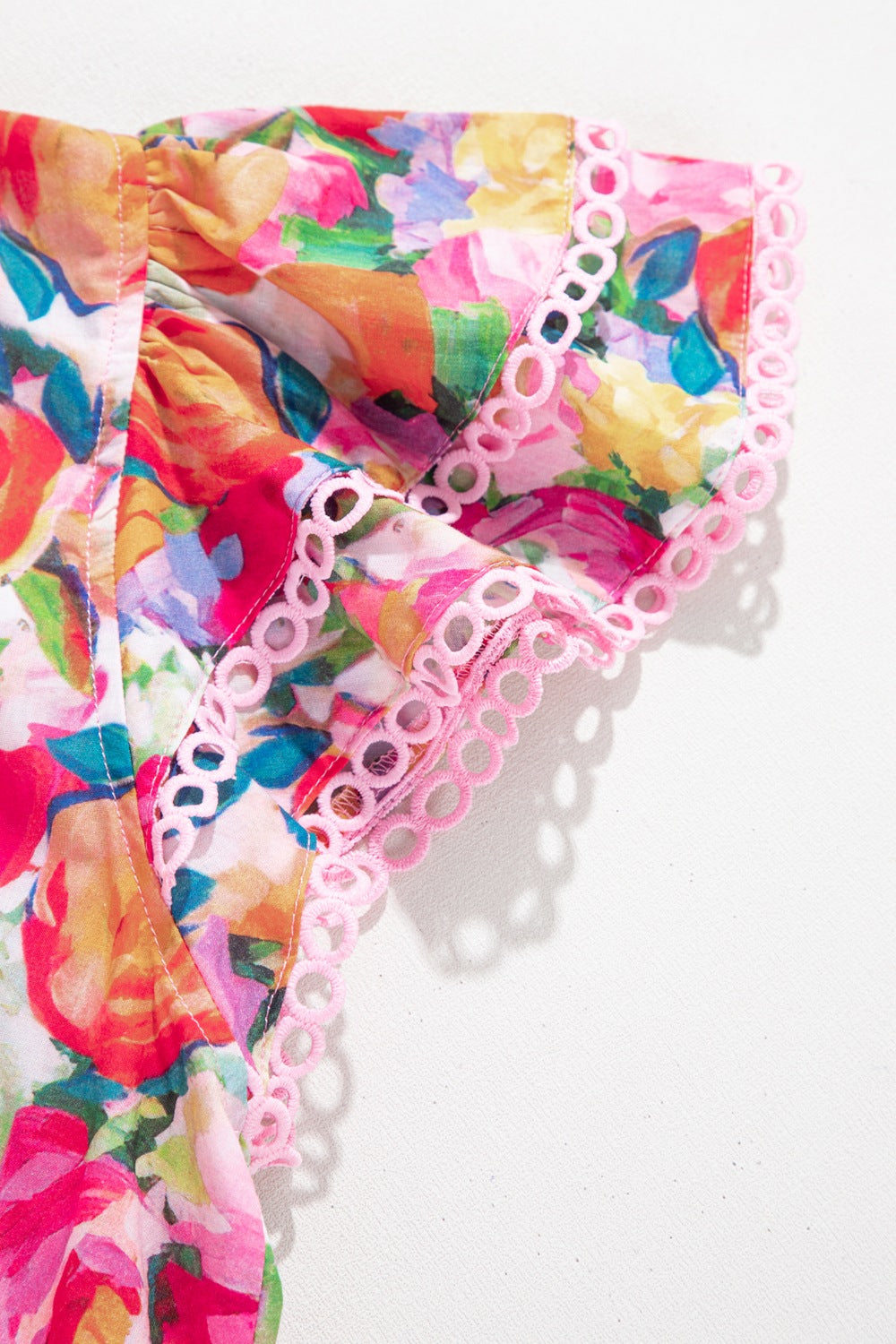 Lace Trim Ruffle Cap Sleeve Blouse - Feminine & Stylish