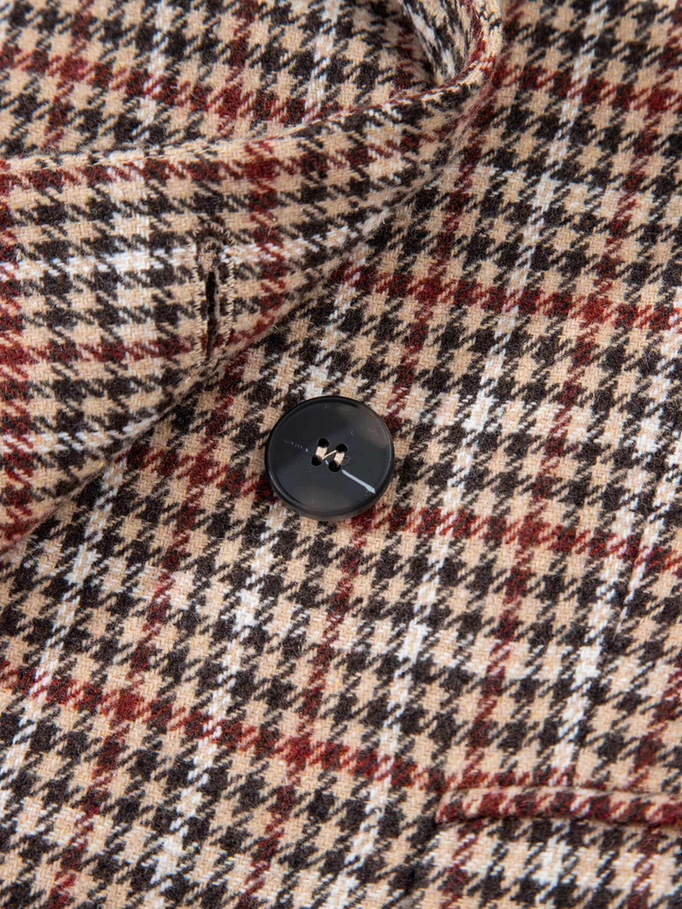 Chic Houndstooth Lapel Collar Blazer – Stylish Buttoned Women’s Outerwear