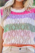 Openwork Cap Sleeve Knit Top - Chic & Breathable