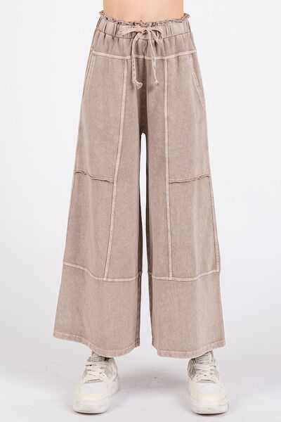 Mittoshop Mineral Wash Seam French Terry Wide Leg Pants