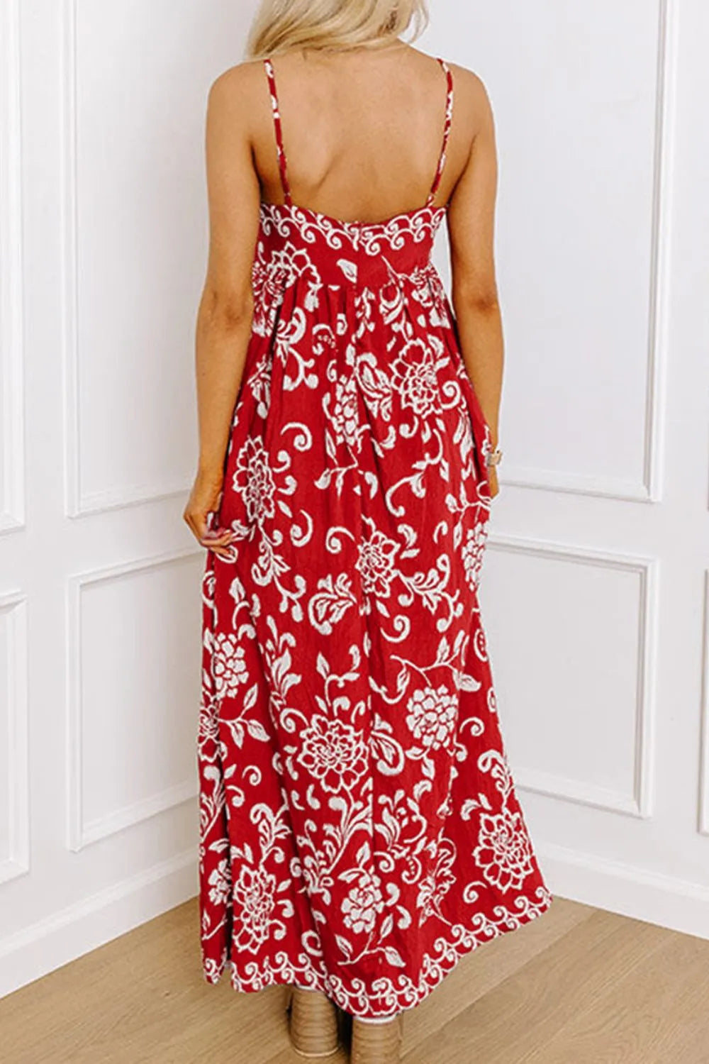 Floral Print Spaghetti Strap Empire Waist Maxi Dress