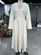 Cutout Front Long Sleeve A-Line Maxi Dress