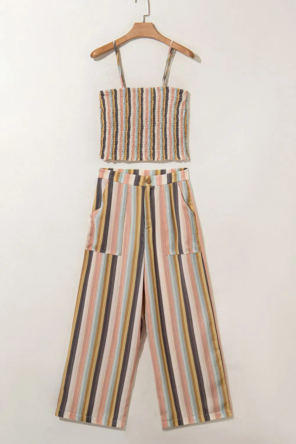 Striped Cami & Wide-Leg Pants Set - Luxe Co-ord