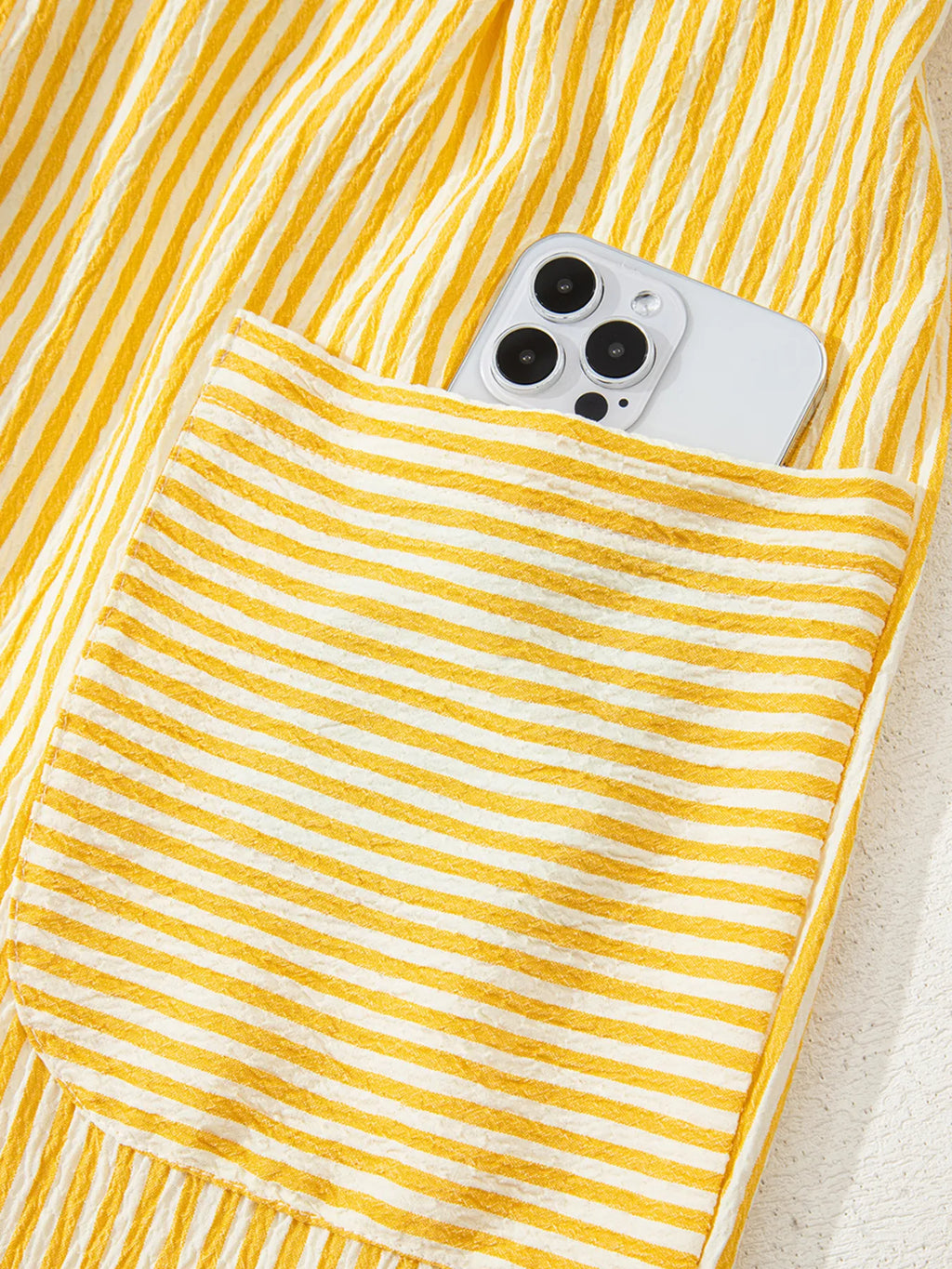 Striped Shoulder-Tie Smocked Back Casual Romper