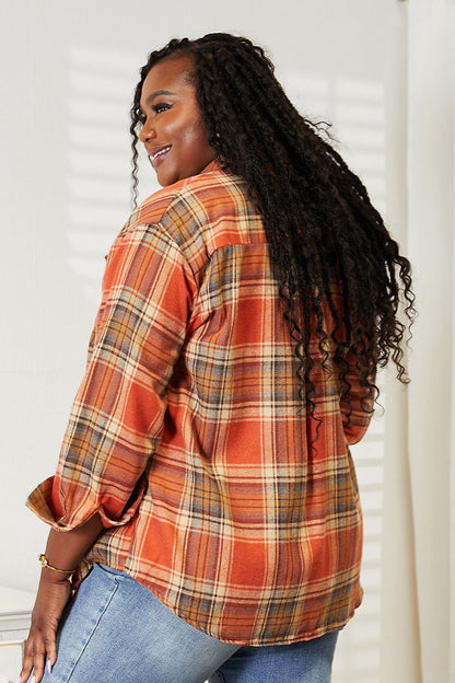 Mandy Plaid Dropped Shoulder Long Sleeve Shirt