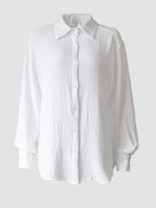Textured Long Sleeve Collared Shirt - 100% Cotton