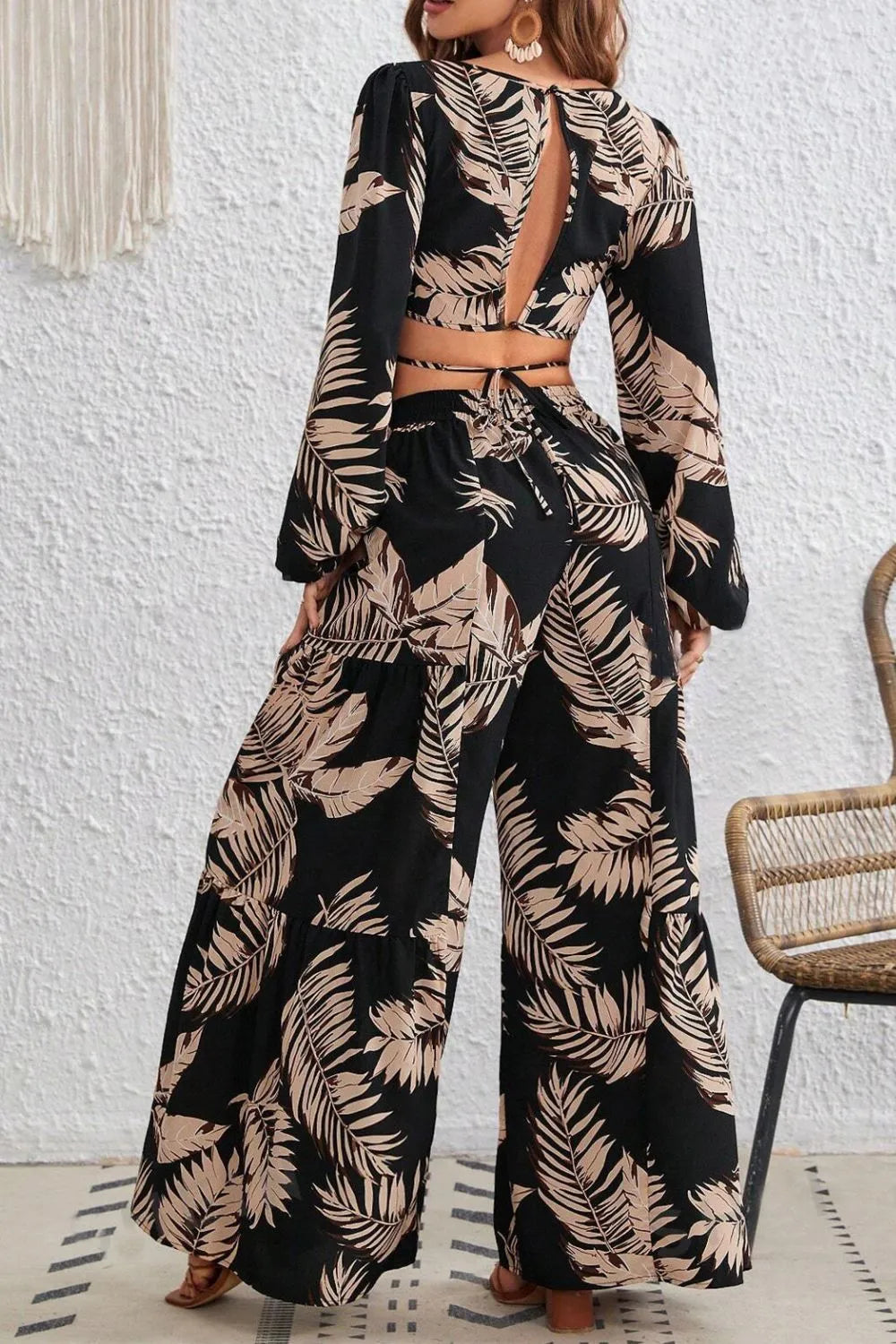 ChicMatch Printed Long Sleeve Two-Piece Set