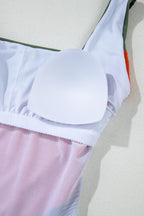 Color Block Padded Square Neck One Piece Swimsuit