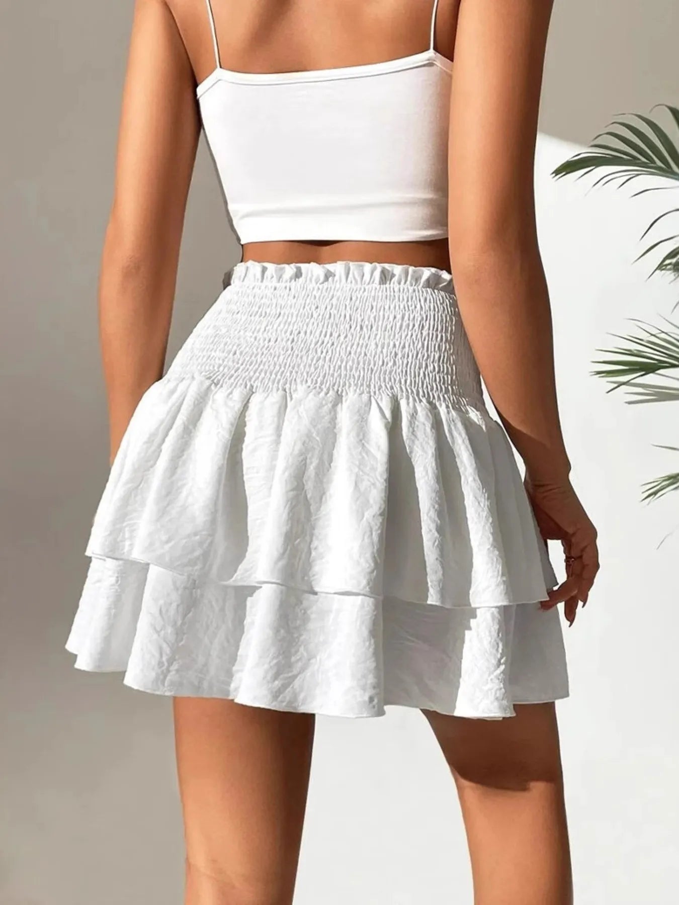 Chic Smocked Layered Ruched Mini Skirt