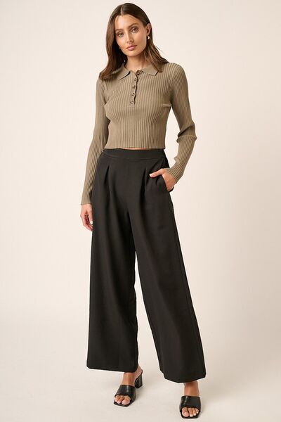 Mittoshop Inverted Pleat Wide Leg Pants Black