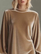 Full-Size Velvet Long Sleeve Mini Dress (Plus Size)