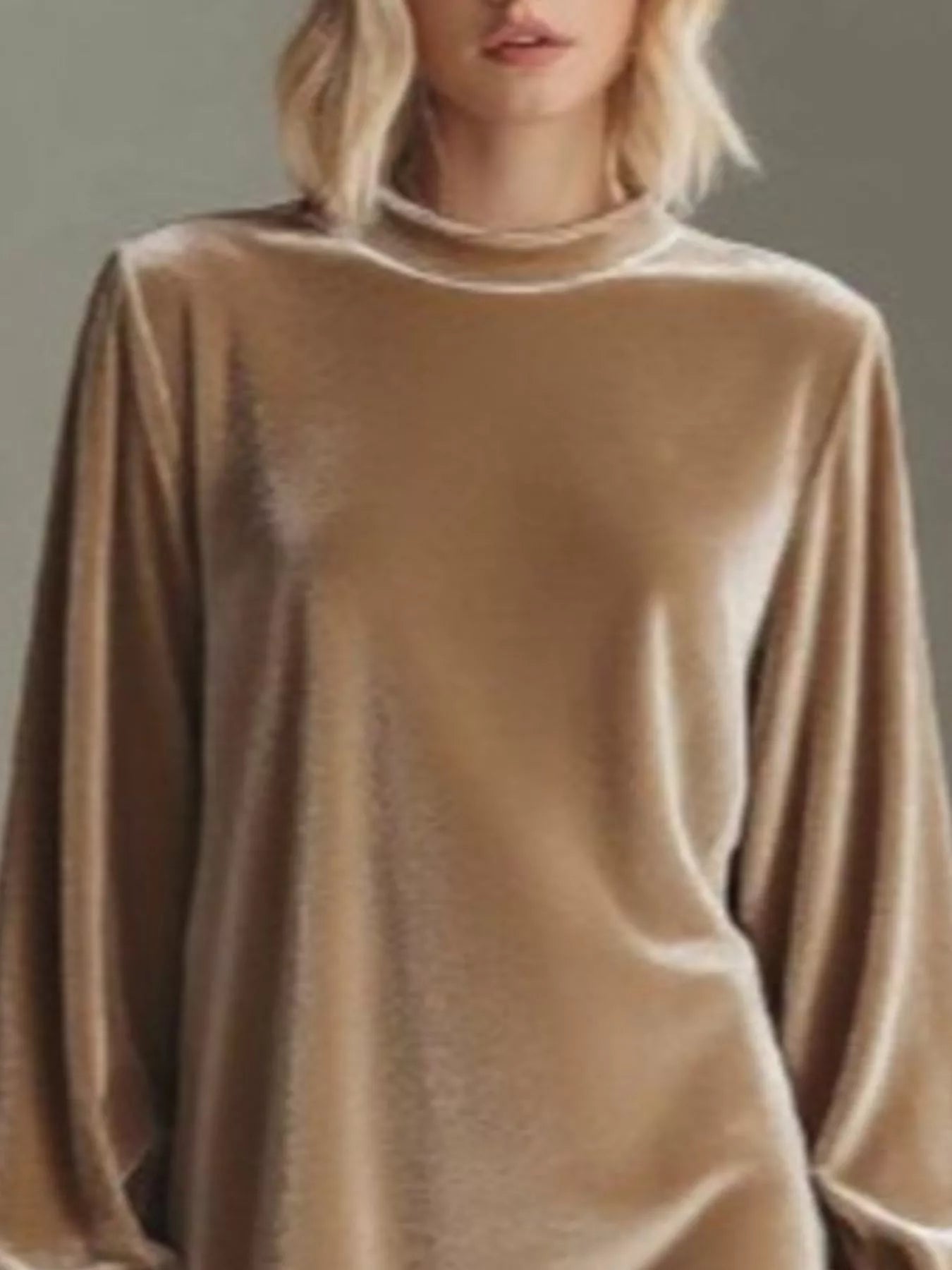 Full-Size Velvet Long Sleeve Mini Dress (Plus Size)