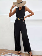 Sleeveless V-Neck Wide Leg Jumpsuit