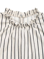 Striped Half Sleeve Blouse with Drawstring & Button Detail