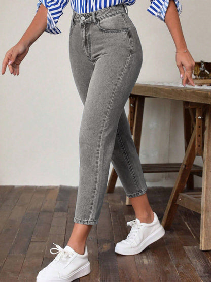 High-Waist Pocketed Denim Jeans for Women