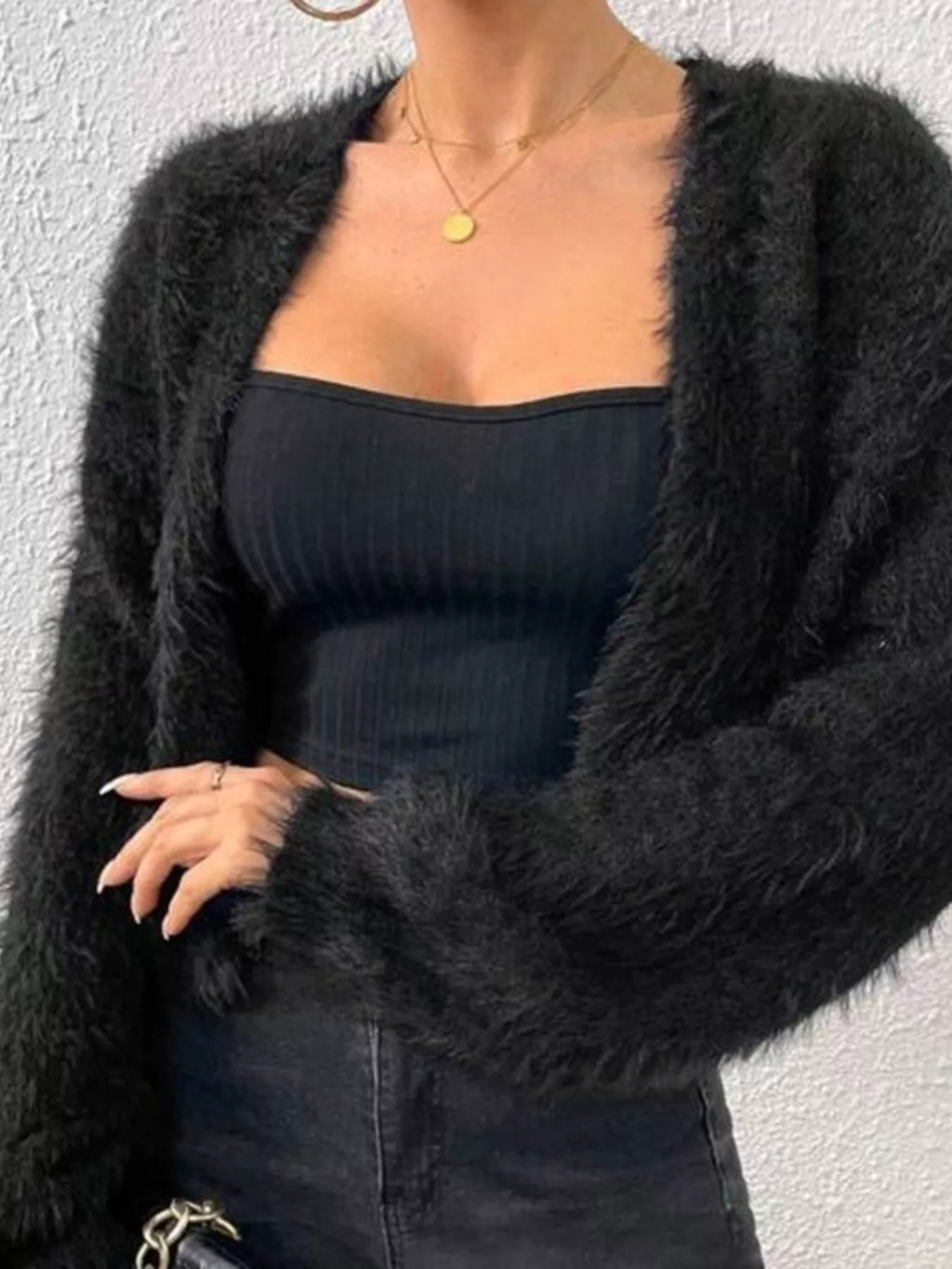 Classic Open Front Long Sleeve Cardigan