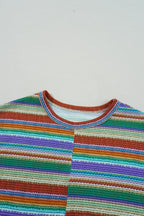 Multicolour Striped Twist Hem Cap Sleeve Top - Chic & Trendy