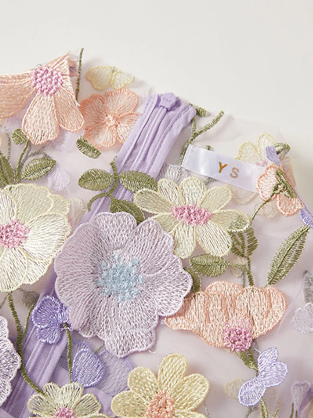 Embroidered Mesh Overlay Maxi Dress – Lined Evening Wear with Zipper Closure