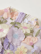 Embroidered Mesh Overlay Maxi Dress – Lined Evening Wear with Zipper Closure