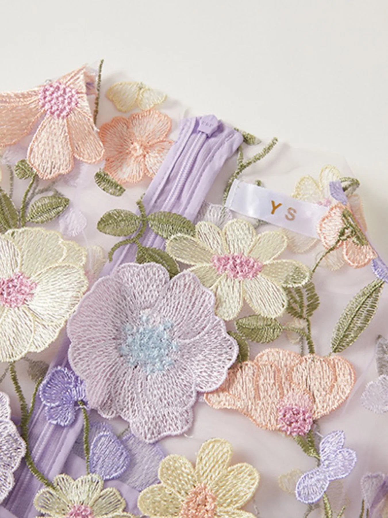 Embroidered Mesh Overlay Maxi Dress – Lined Evening Wear with Zipper Closure