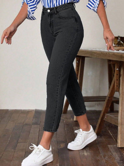 High-Waist Pocketed Denim Jeans for Women