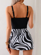 Printed Scoop Neck Wide Strap Two-Piece Swimwear