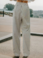Drawstring Striped Elastic Waist Pants - Casual & Comfortable
