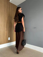 Round Neck Cap Sleeve Ribbed Sweater Dress