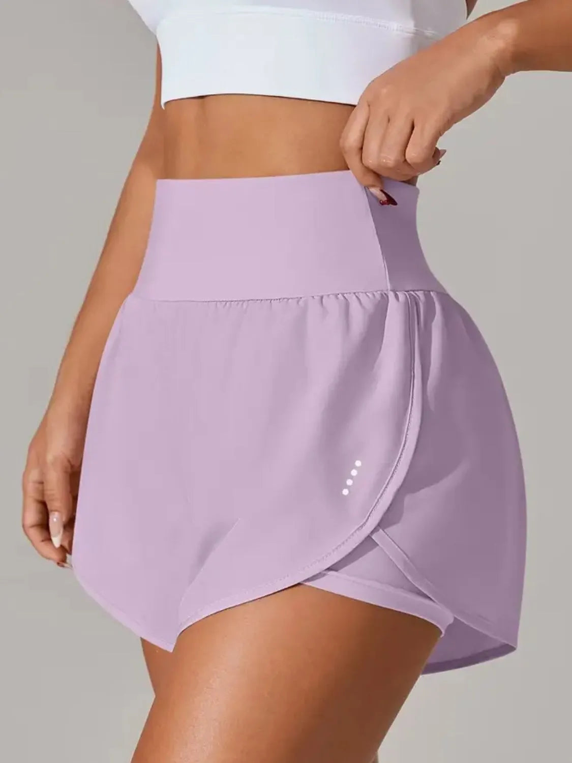 Pocketed Stretch High-Waist Shorts Pink Purple