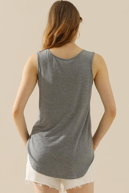 Ninexis V-Neck Curved Hem Tank - Full Size