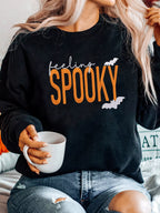 Feeling Spooky Halloween Embroidered Sweatshirt – Festive & Stylish Fall Pullover Black