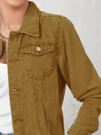 Button-Up Long Sleeve Denim Jacket with Pockets