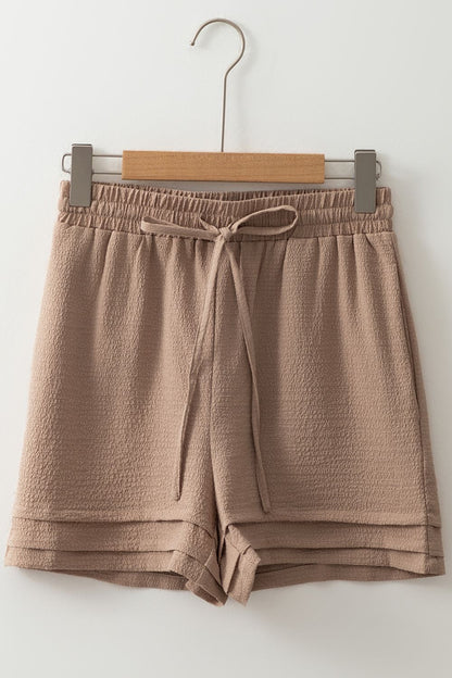 Textured Tiered Edge High Waist Shorts