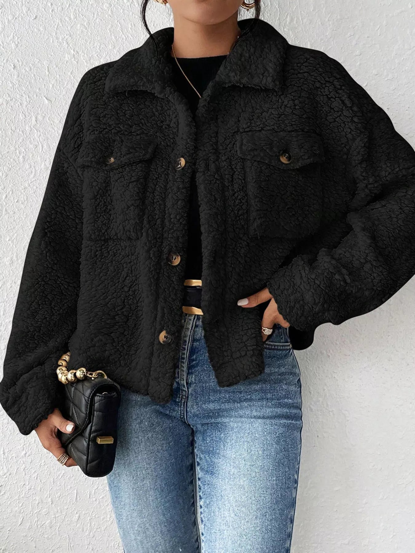SnugNest Sherpa Button-Up Jacket