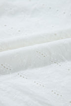 Lace Round Neck Flutter Sleeve Eyelet Blouse