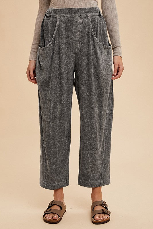 Annie Wear Mineral Washed Elastic Waist Linen Pants