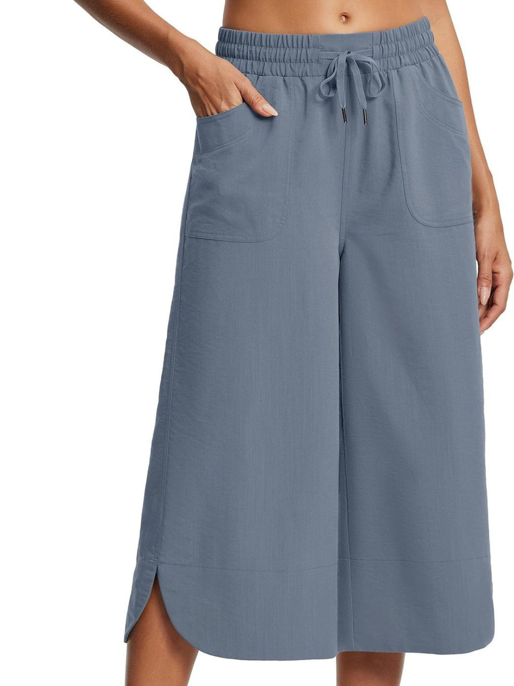 Cross Wide Leg Jeans with Pockets & Drawstring - Plus Size Available