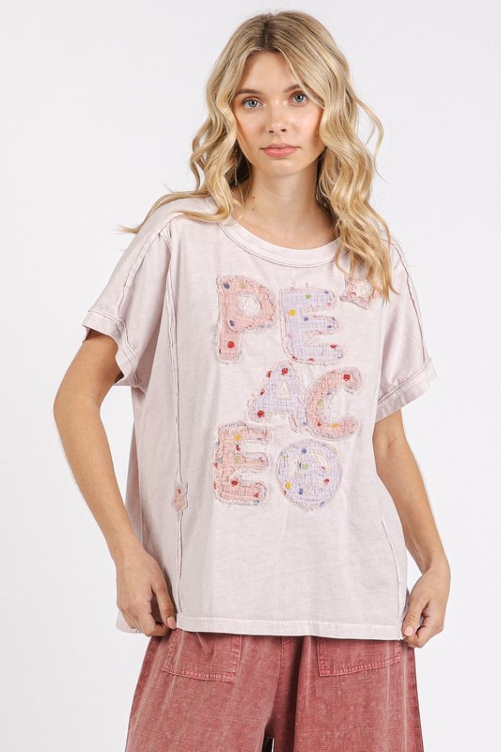 Mittoshop PEACE Graphic Round Neck T-Shirt